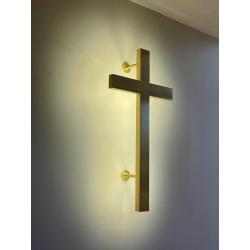 Backlit Brass Wall Cross 4ft (IHS emblem available)
